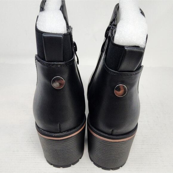 New Platform Lug Sole Ankle Boots Chunky Heel Round Chelsea Winter Boots Size 8 - Picture 4 of 11